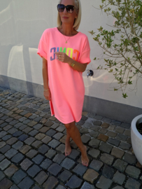 ICONIC sweatshirt dress neon pink