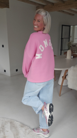 DOGMOM fleece sweatshirt pink white