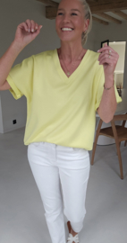 BRIA short-sleeved v-neck sweatshirt fresh yellow