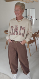 MOLIE extra wide cotton balloon pants brown