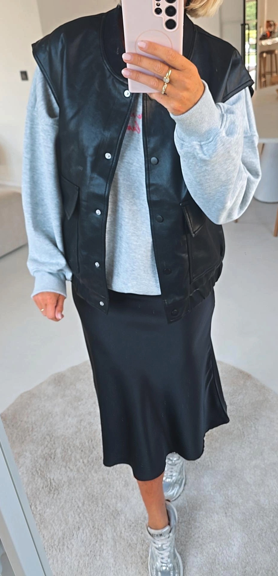 MADIE satin maxi skirt black