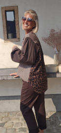 NINI oversized cotton striped shirt choco