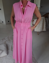 KIRA viscose linen maxi dress fuschia