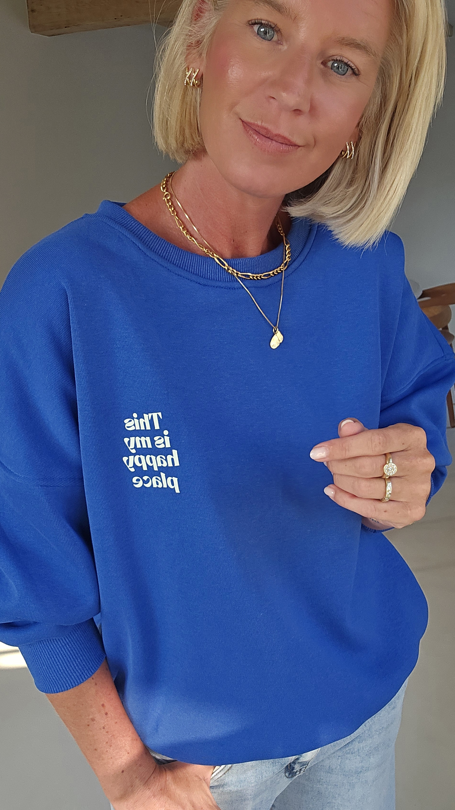 THIS IS MY HAPPY PLACE sweatshirt kobalt blue