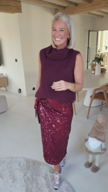 CHIQUE SPARKLE maxi wrap skirt burgundy