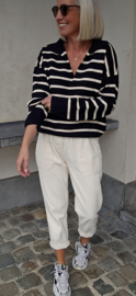 BOSTON striped collar knit black