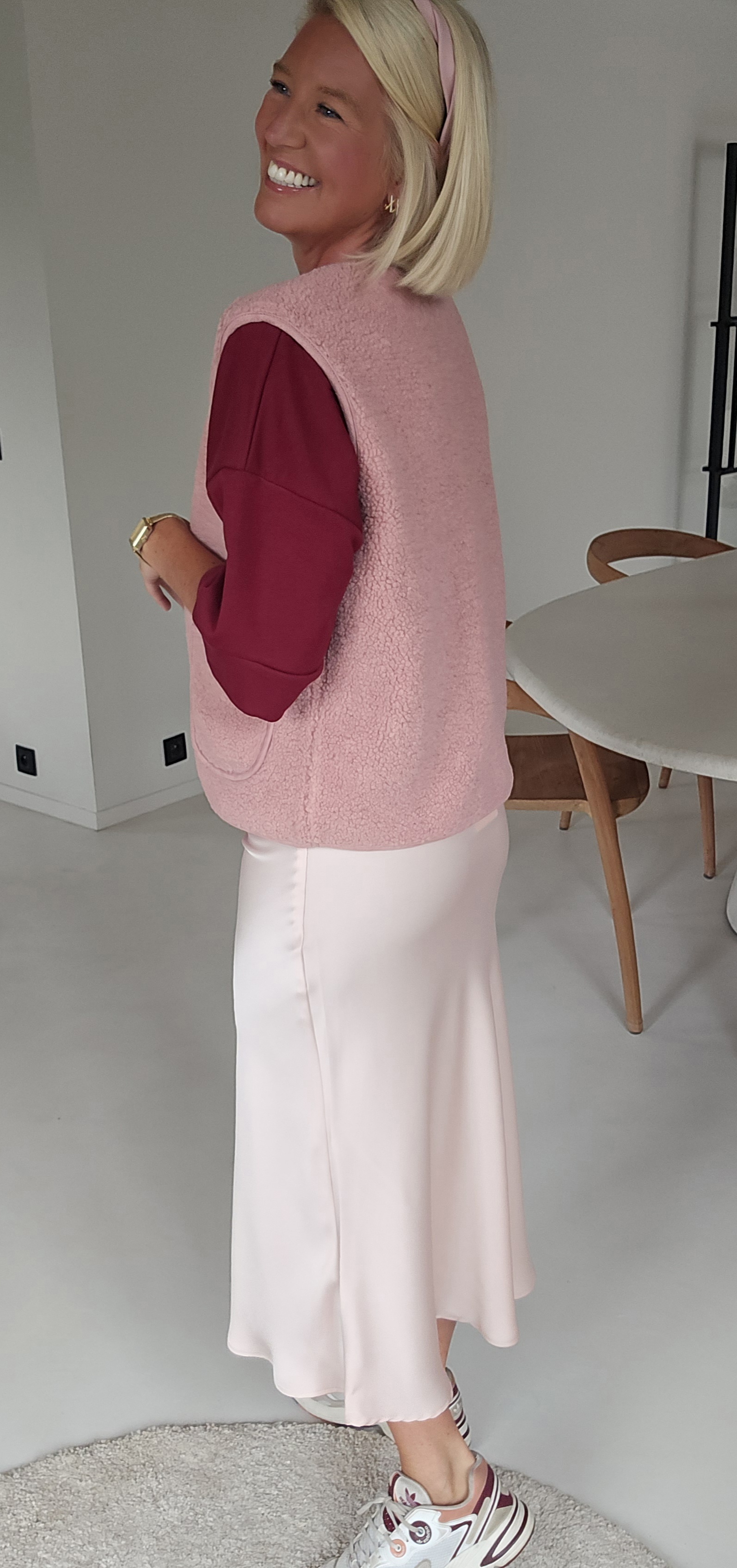 MADIE satin maxi skirt blush