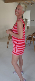 BIBI striped terry set pink red