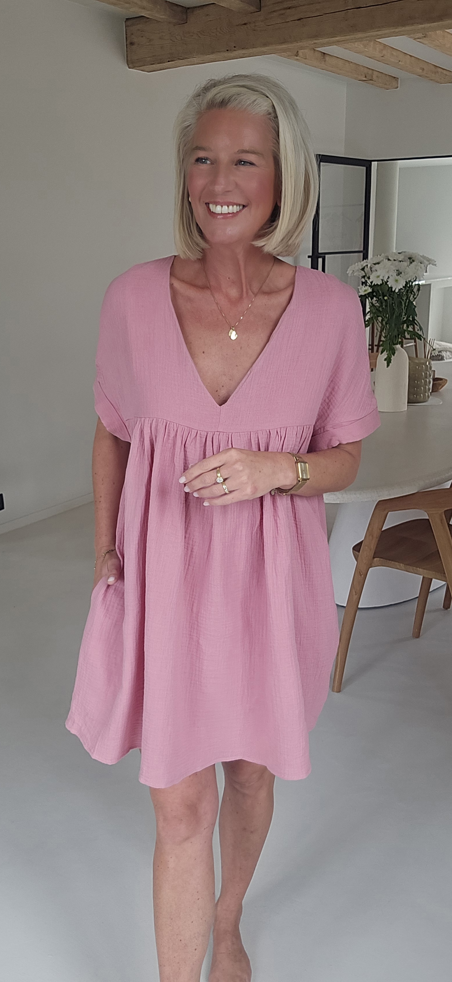 LOTJE tetra playsuit dress soft old pink
