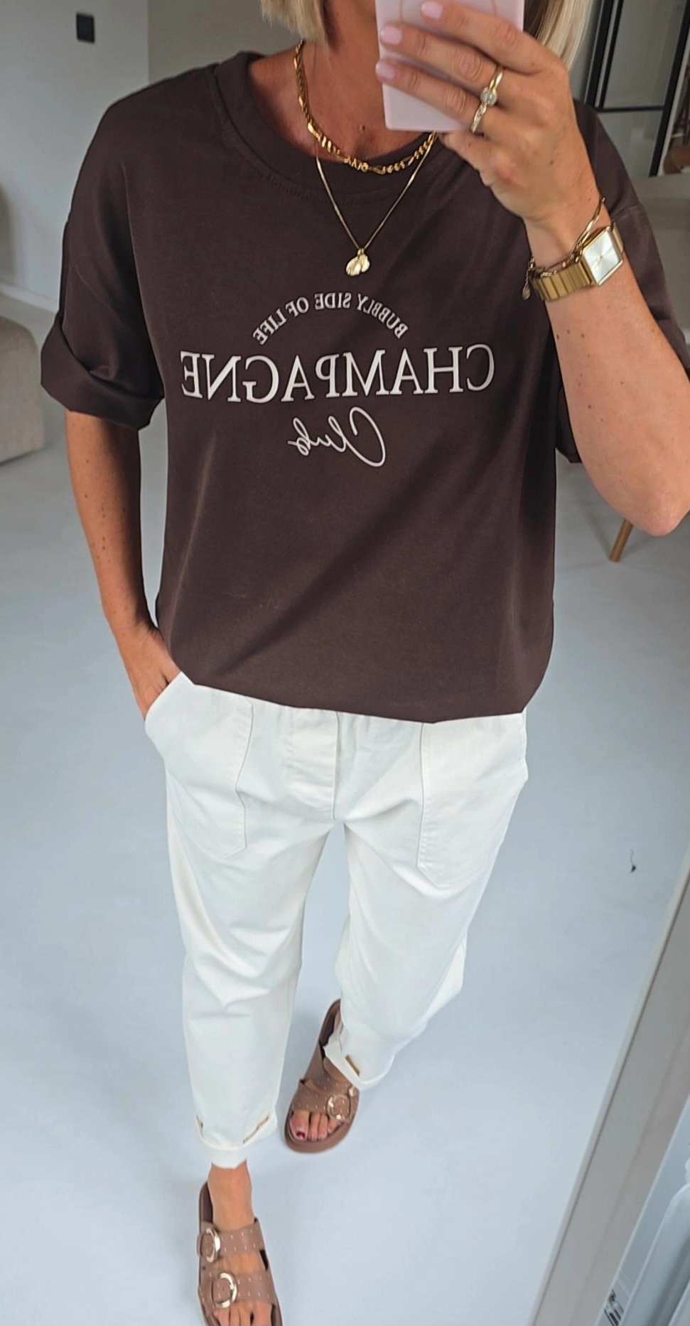 CHAMPAGNE CLUB cotton tee chocolat