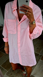 LUNA cotton shirt dress pink