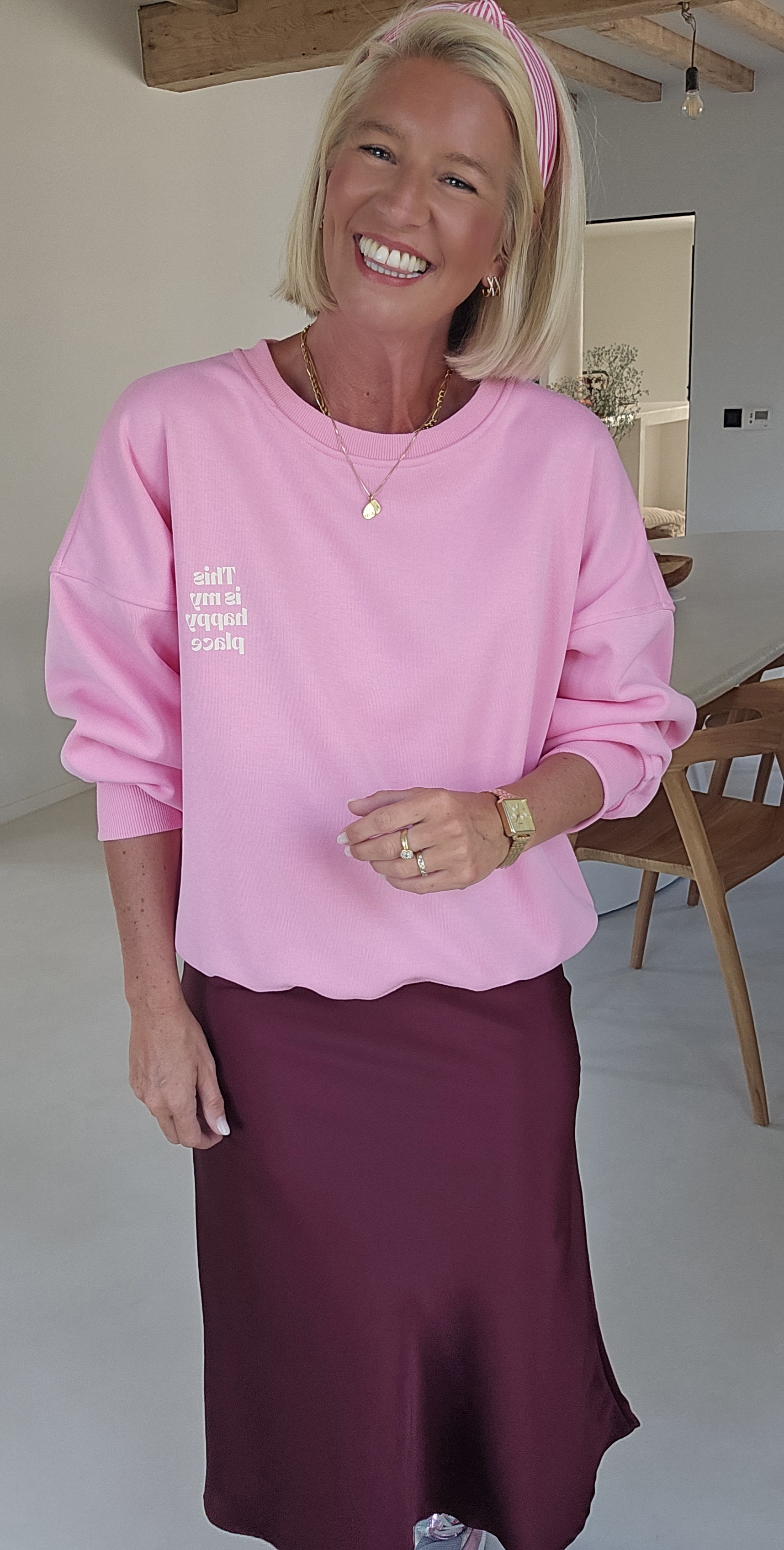 THIS IS MY HAPPY PLACE sweatshirt baby pink
