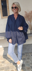 VINIE oversized cotton blouse navy