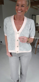 BESS short-sleeved cardigan soft grey