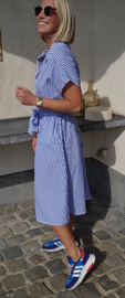 MOENA striped shirt midi dress blue