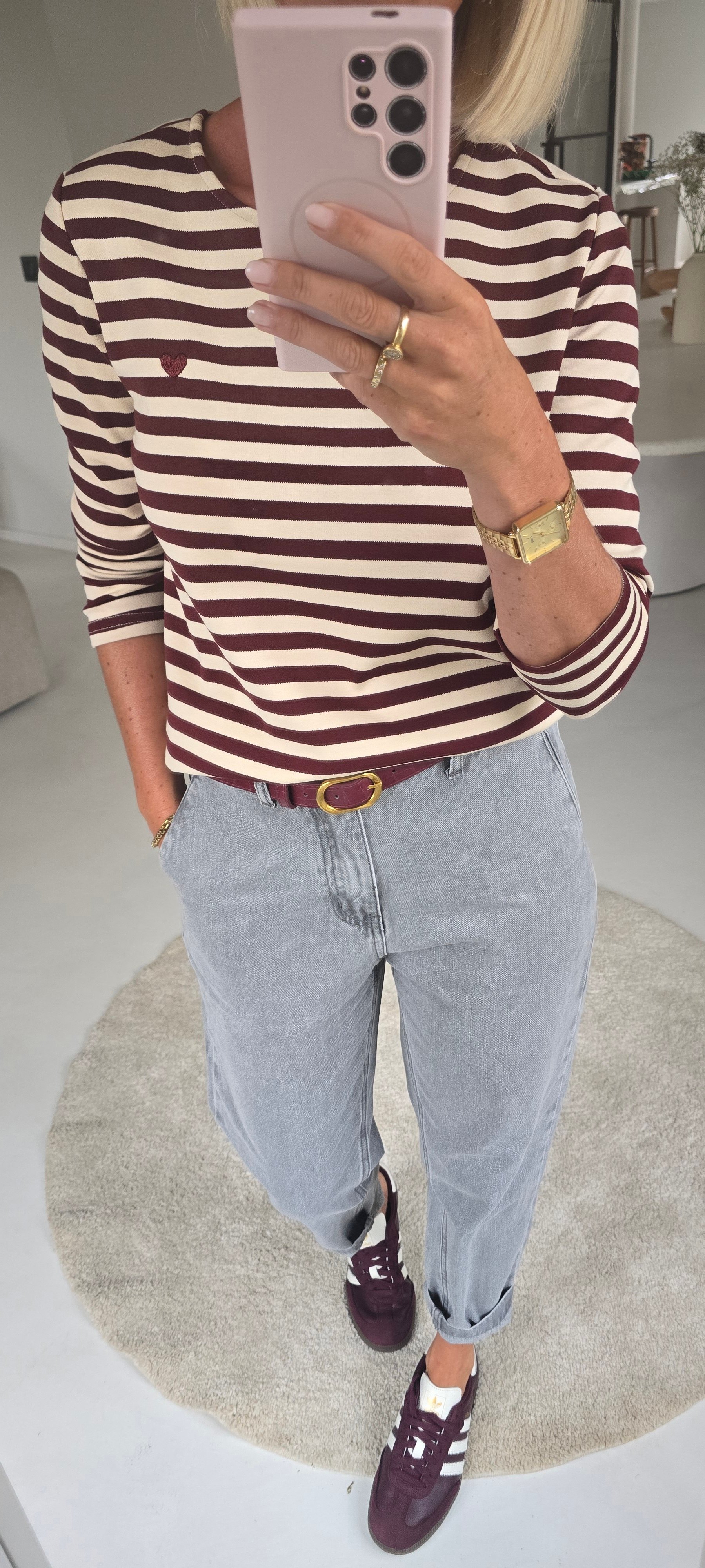 HEART striped longsleeve burgundy