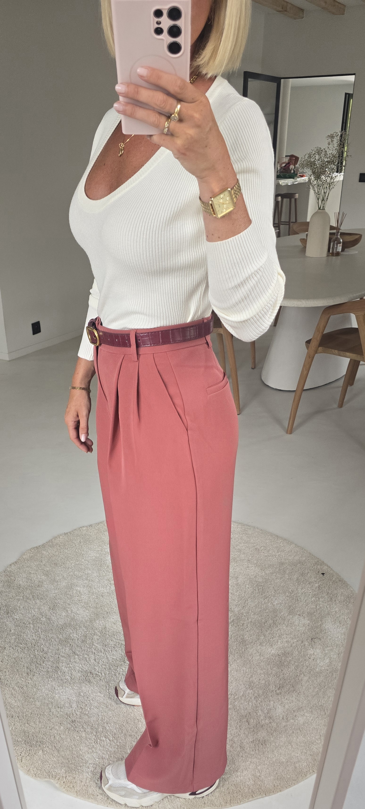 AMOUR warm v-neck longsleeve ecru