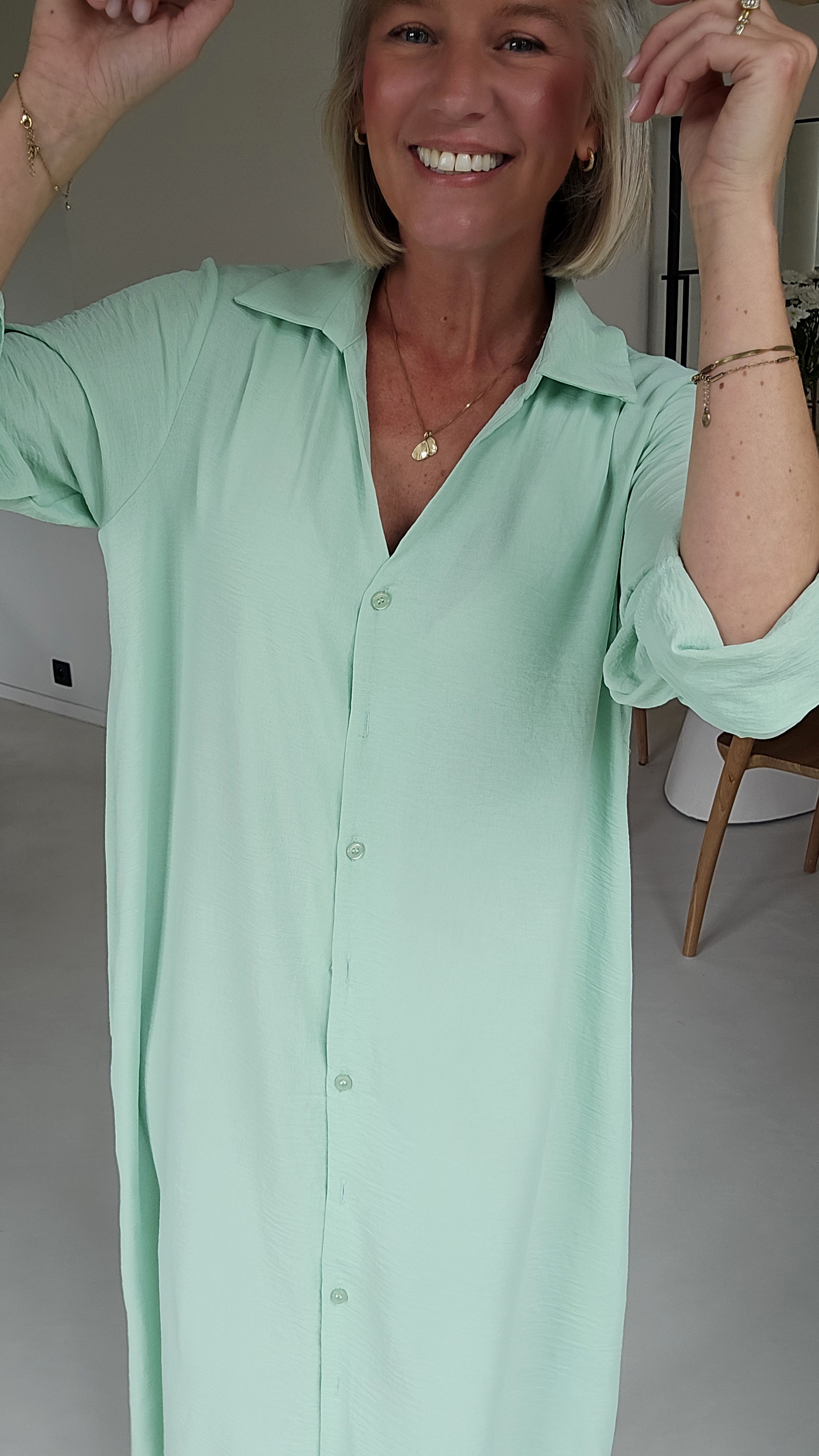 RHEA maxi shirt dress mint