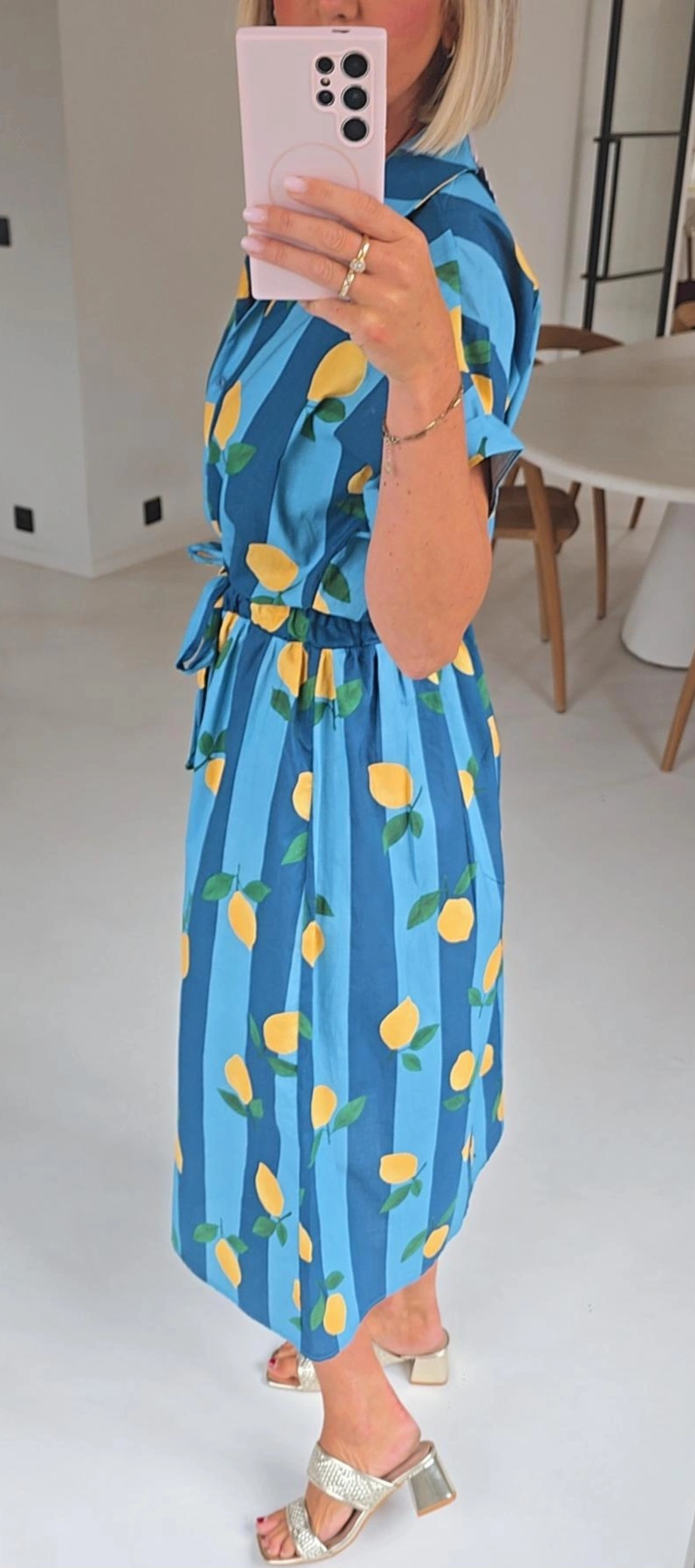 LEMON maxi cotton dress blue
