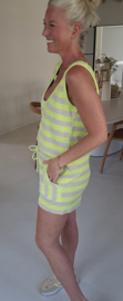 BIBI striped terry set neon yellow beige