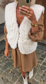 MISHA sleeveless faux fur jacket off-white
