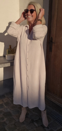 RHEA WINTER soft velvet maxi shirt dress soft beige