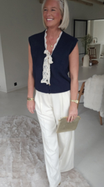 LACE WHISPER sleeveless cardigan navy