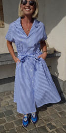 MOENA striped shirt midi dress blue