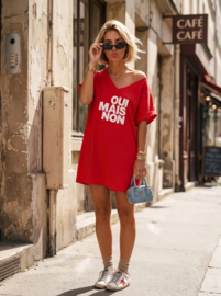 OUI MAIS NON tee dress red