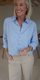 ALIA cotton shirt blue golden buttons