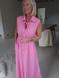 KIRA viscose linen maxi dress fuschia