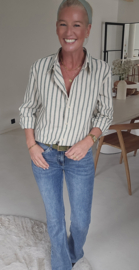 AMBER striped shirt bottle green