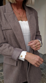 EVIE oversized chevron blazer brown