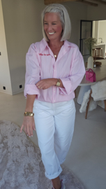 OUT OF THE OFFICE striped shirt pink