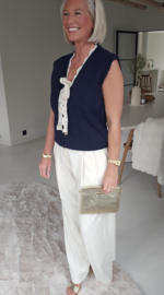 LACE WHISPER sleeveless cardigan navy