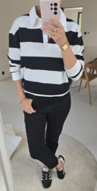 ANTJE striped polo sweatshirt black white