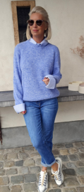 SILA striped shirt knit melêe blue