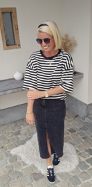 AYLIN oversized striped T-shirt black