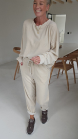 VERO soft velvet jogger set soft beige