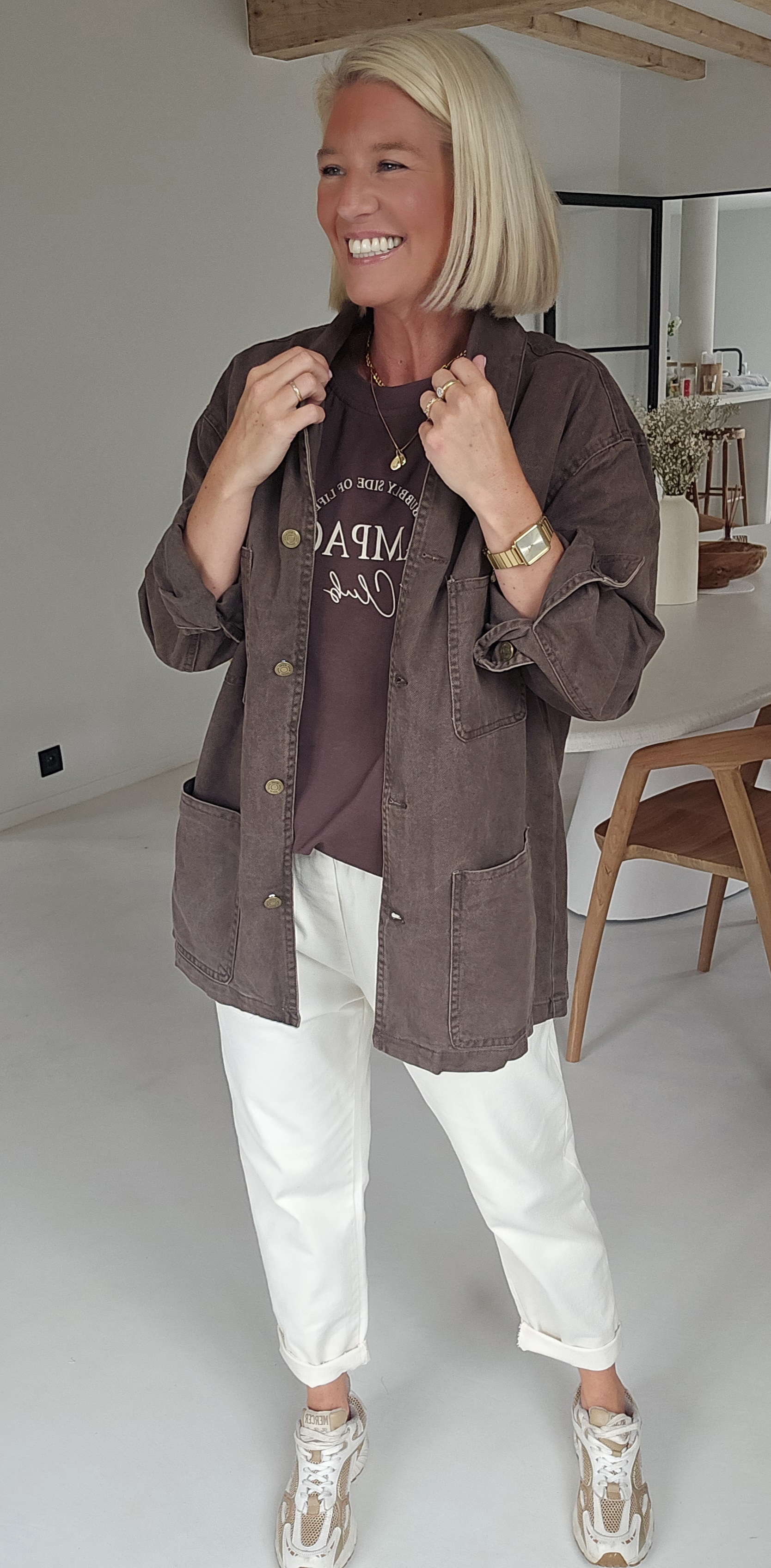 FELINE oversized cotton jacket chocolat