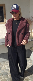 TONIA pu teddy jacket burgundy
