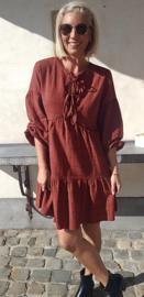 ESMEE checkered cotton dress dark terra