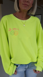 HAPPY LIFE sweatshirt neon yellow (with key ring)