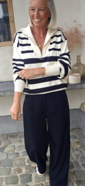 GIULI striped zipper knit black and ecru