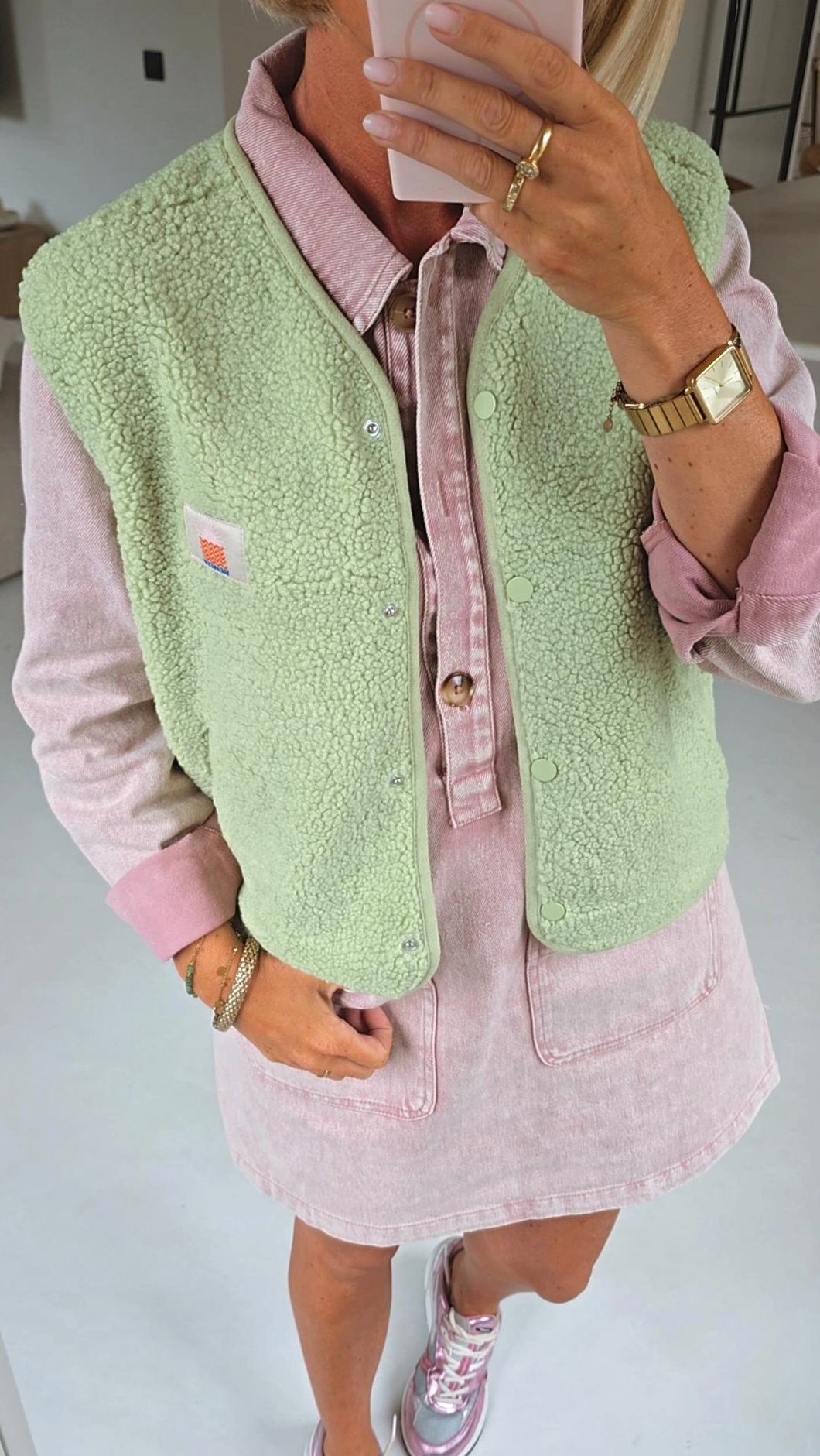 SIL sleeveless teddy jacket lime