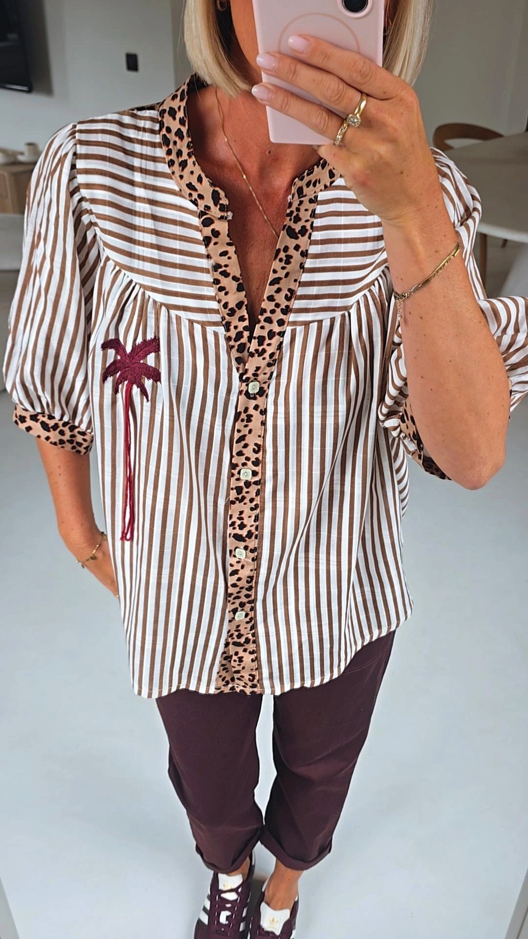PALMTREE cotton blouse camel