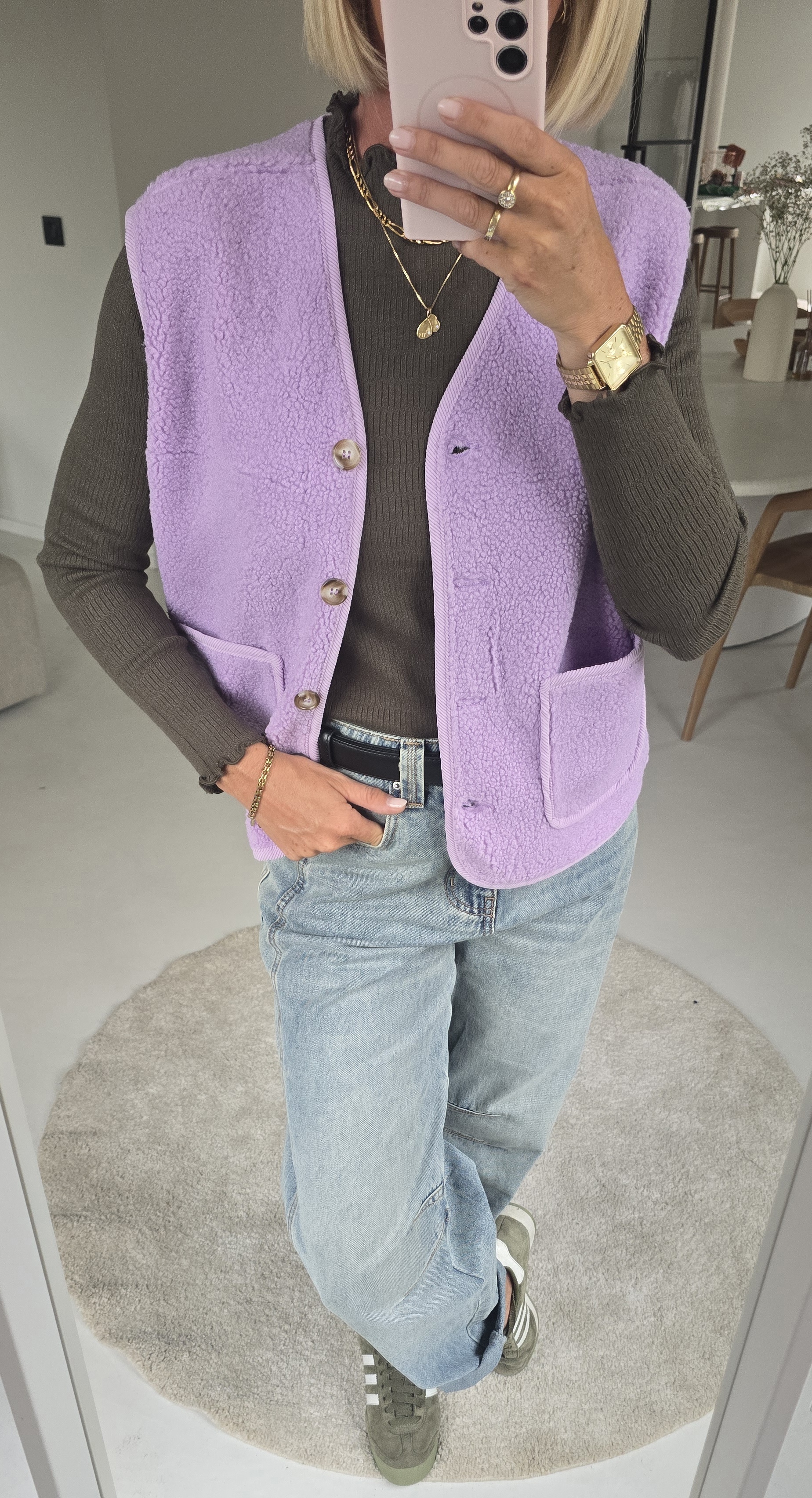 MELIA sleeveless teddy jacket lilac