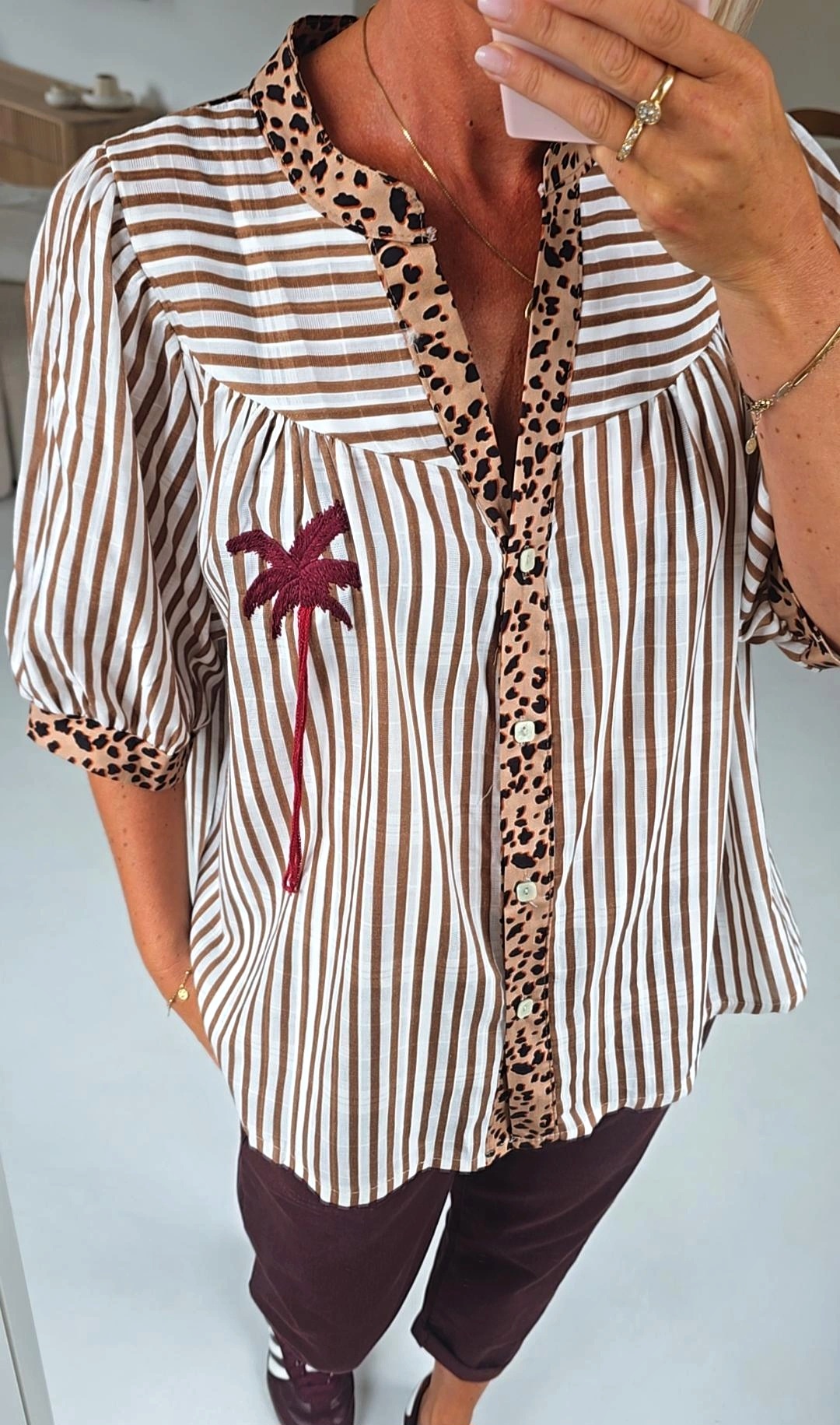 PALMTREE cotton blouse camel