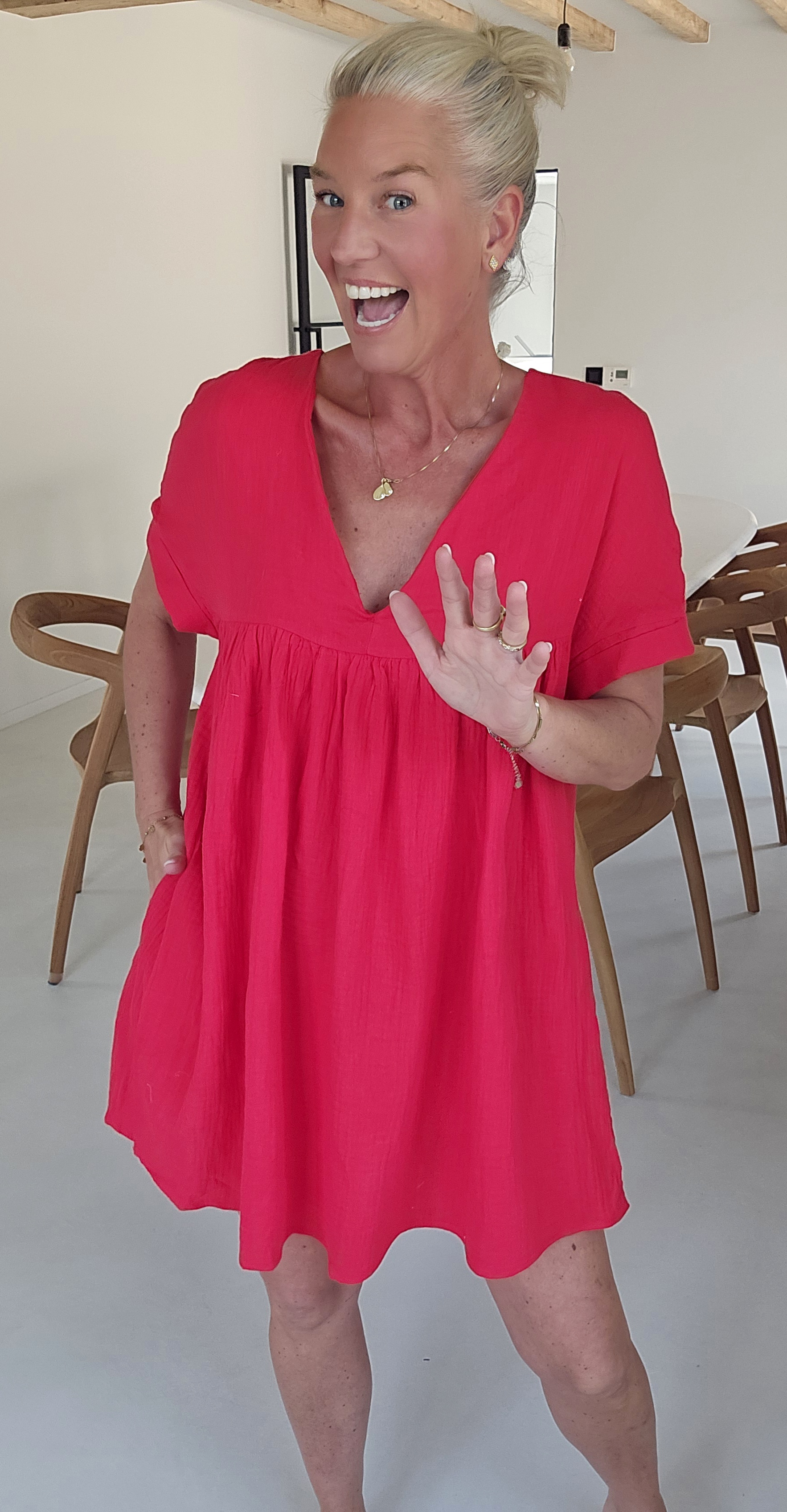 LOTJE tetra playsuit dress soft red