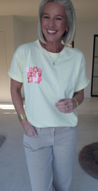 GOOD VIBES ONLY cotton T-shirt pastel yellow